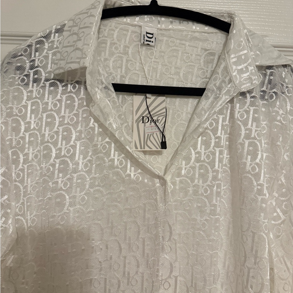 Dior White Sheer Women's Top long sleeve - Picture 2 of 2